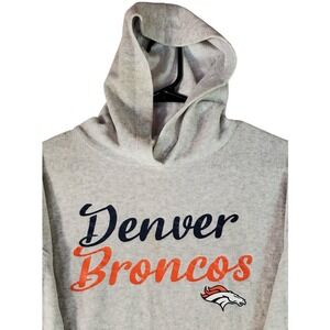 NFL Team Apparel Denver Broncos Womens Grey Fleece Hoodie Large